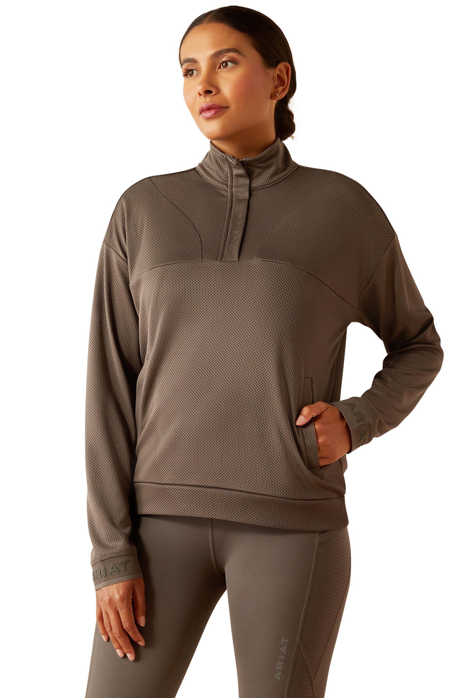 Plum Grey Ariat Breathe felpa da donna con 1/2 zip