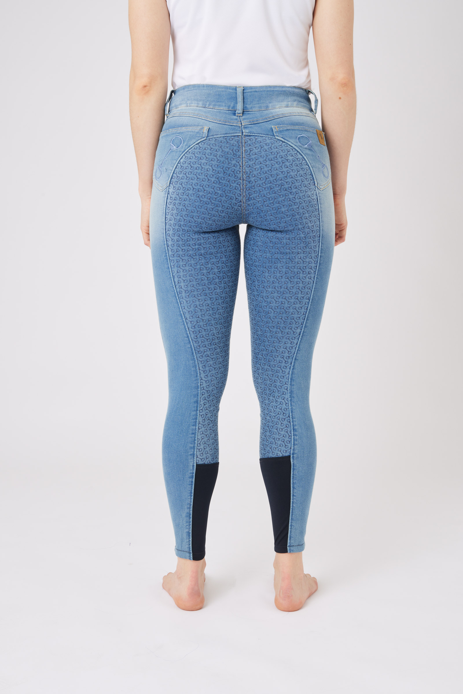 Horze Kaia Pantaloni da equitazione a vita alta in denim con full seat in silicone da donna
