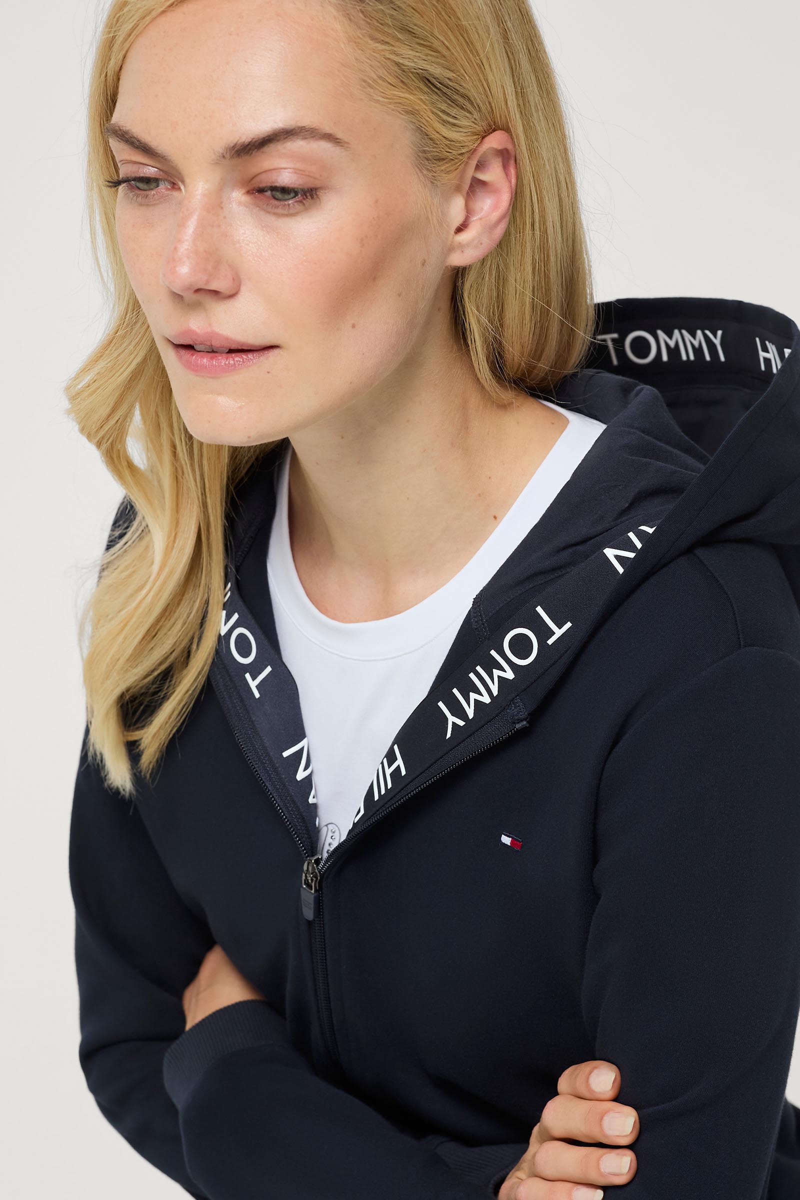 Tommy Hilfiger Equestrian Beverly felpa donna con cappuccio e zip