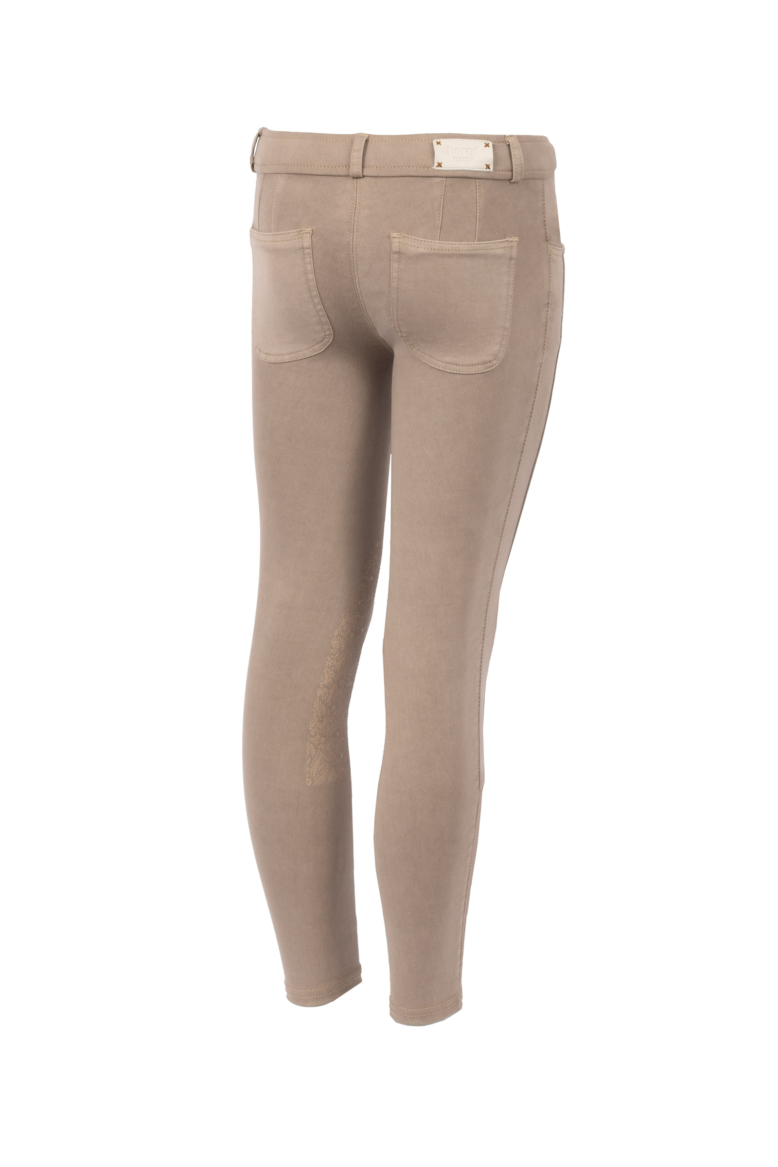 Warm Taupe Horze Suki Pantaloni da equitazione con grip al ginocchio, da bambino