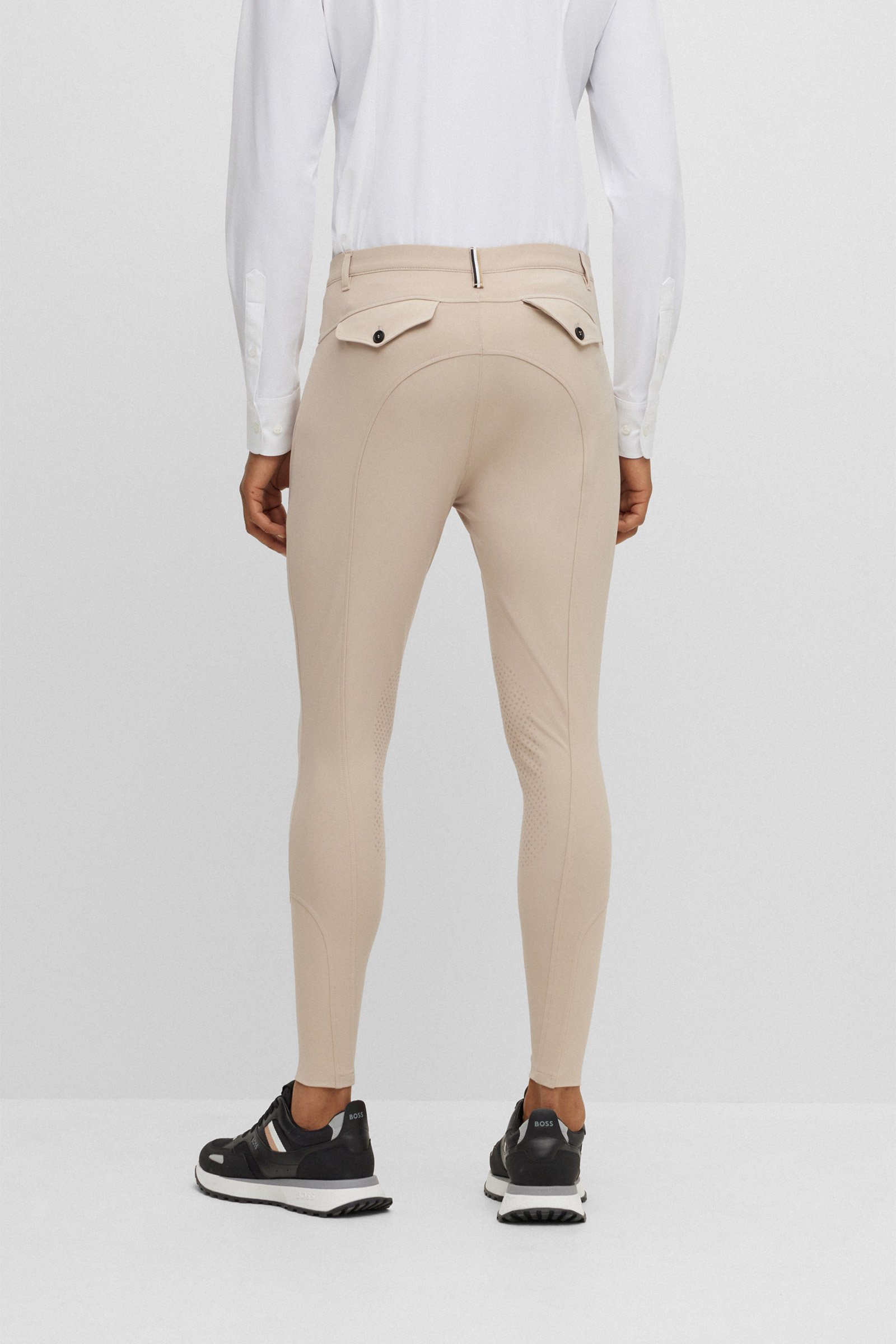Beige Boss James pantaloni da equitazione uomo knee grip