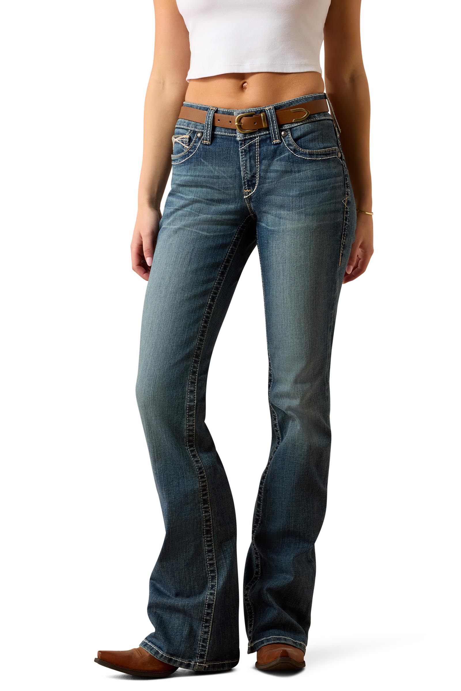 Ariat Whipstitch R.E.A.L. Jeans bootcut stretch donna a vita media
