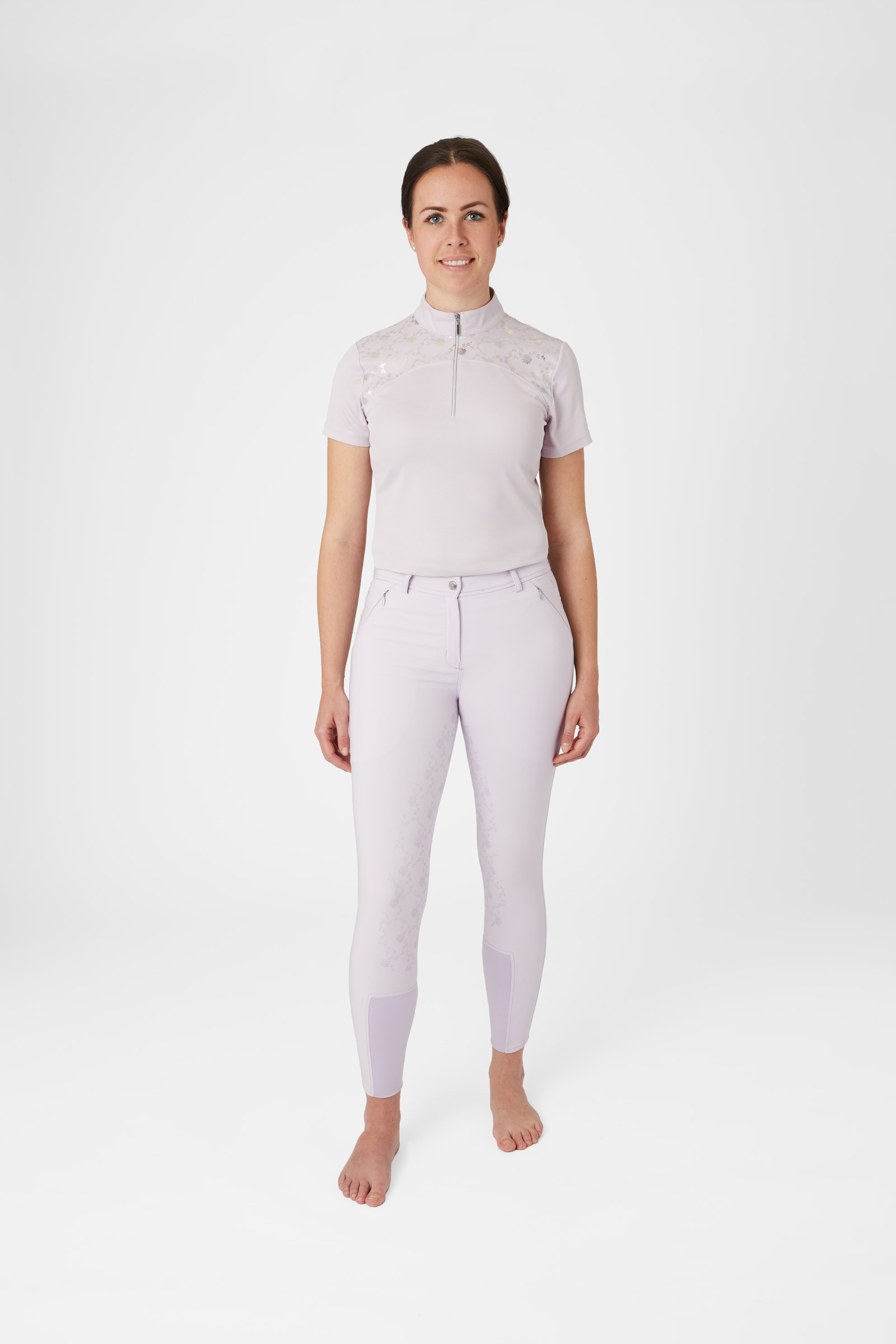 Horze Kaitlin Pantaloni da equitazione con full seat e dettaglio floreale da donna