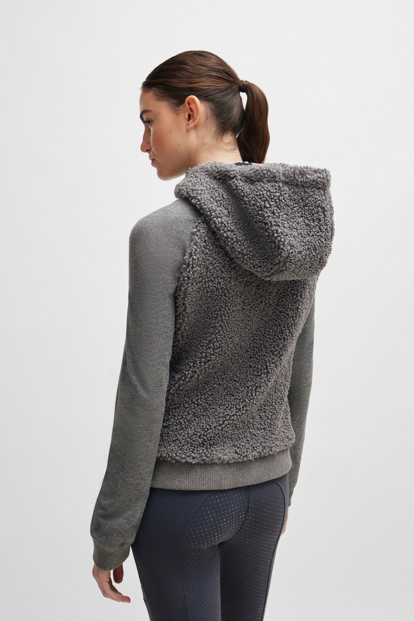 Felpa con cappuccio Boss Riva Teddy Hybrid Zip