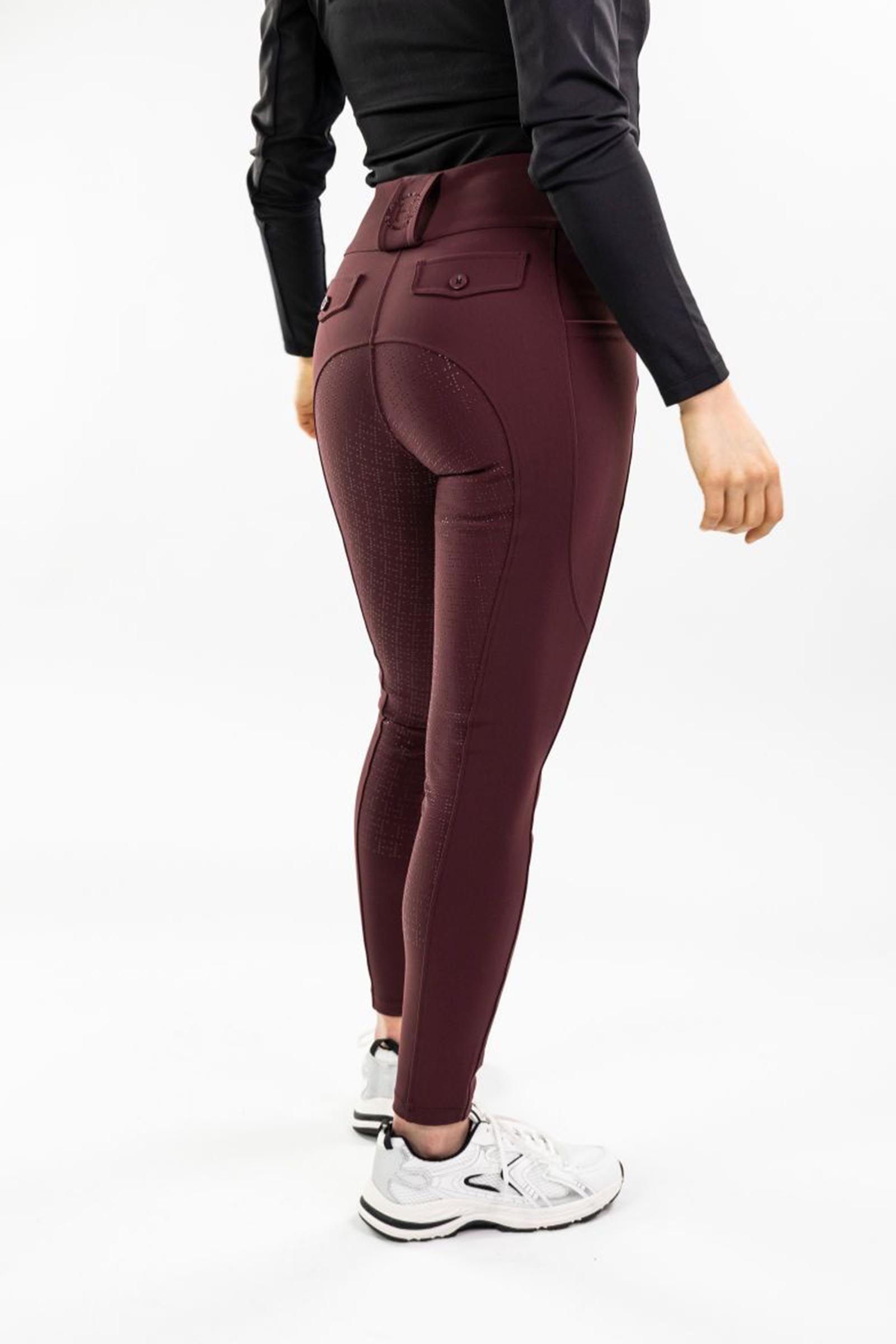 Aubergine  Harcour Ludivine pantaloni da equitazione donna con grip integrale