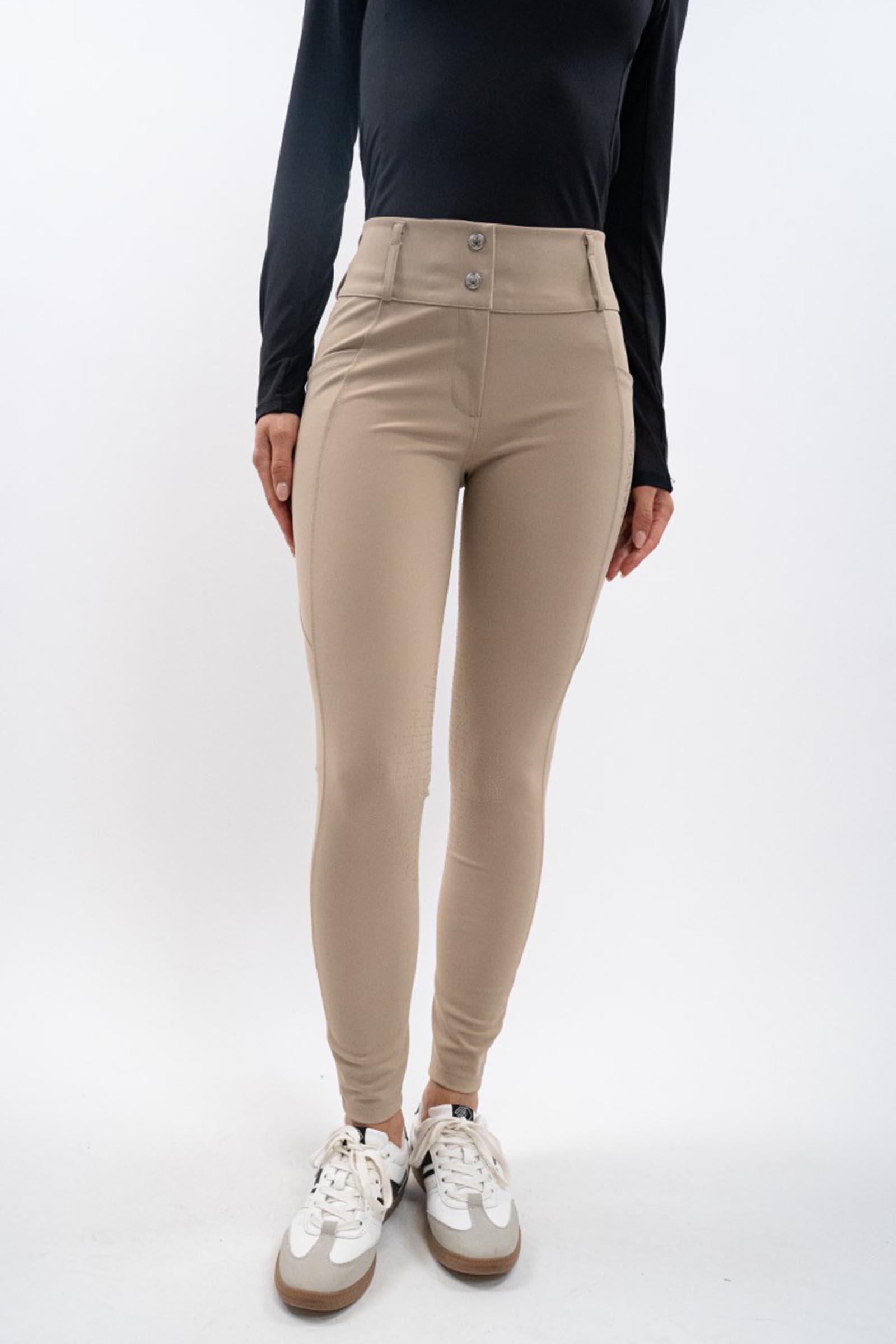 Beige  Harcour Ludivine pantaloni da equitazione donna con grip integrale