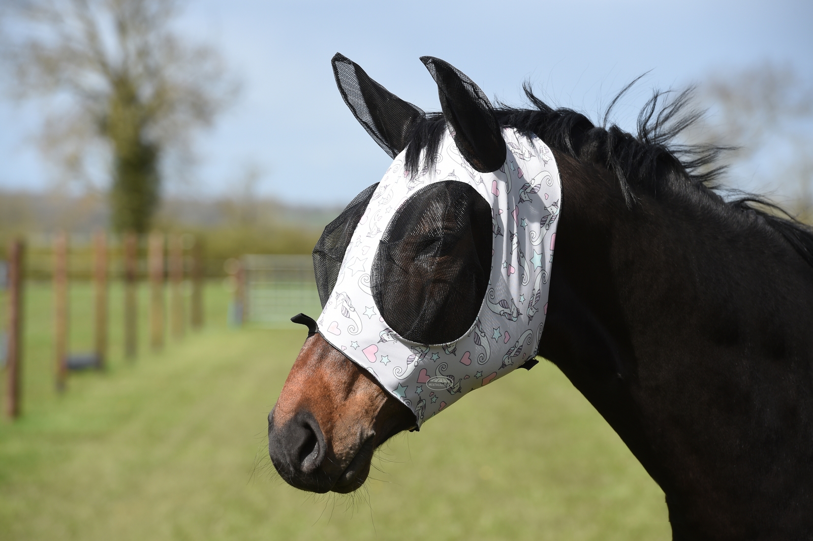 Grey/Black Weatherbeeta Deluxe Stretch Bug Eye Saver Maschera antimosche con protezione occhi e orecchie