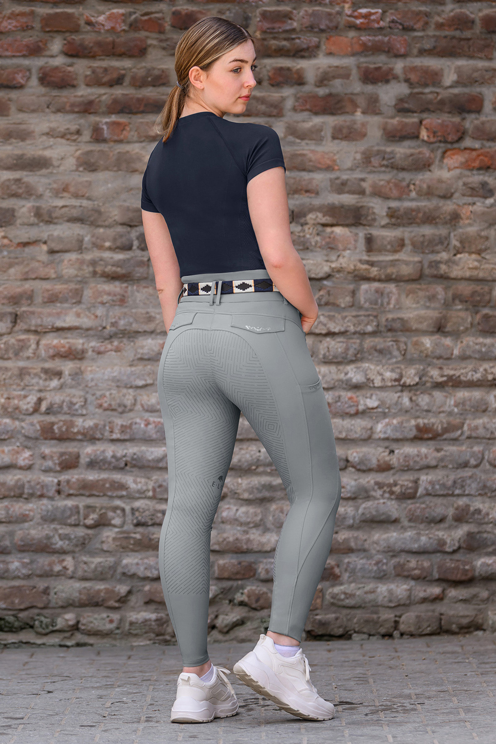 Chrome Grey ELT Comfort Ride Glam pantaloni da equitazione donna full grip