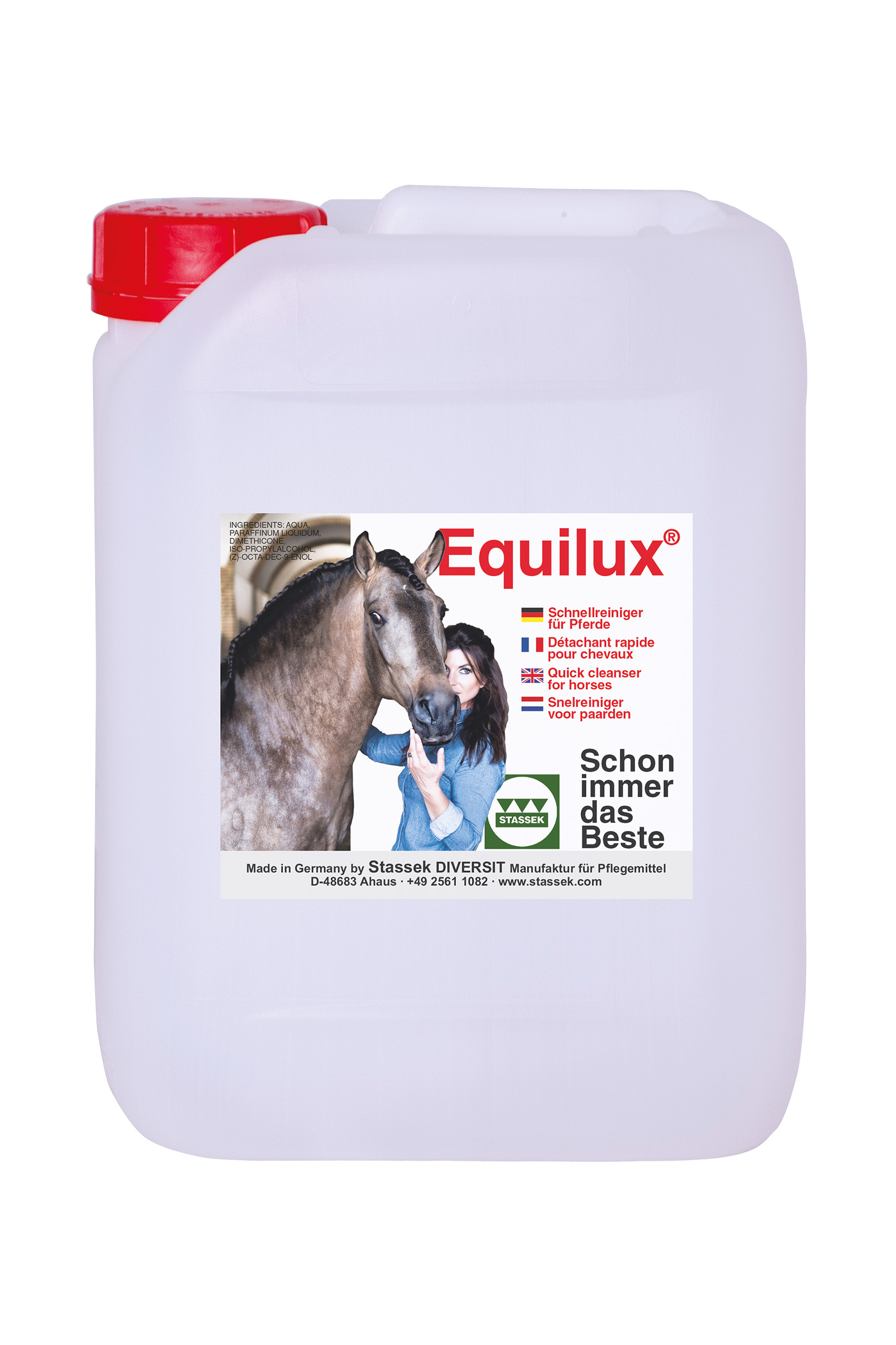 Stassek Equilux Detergente rapido per tanica per cavalli, 2 litri