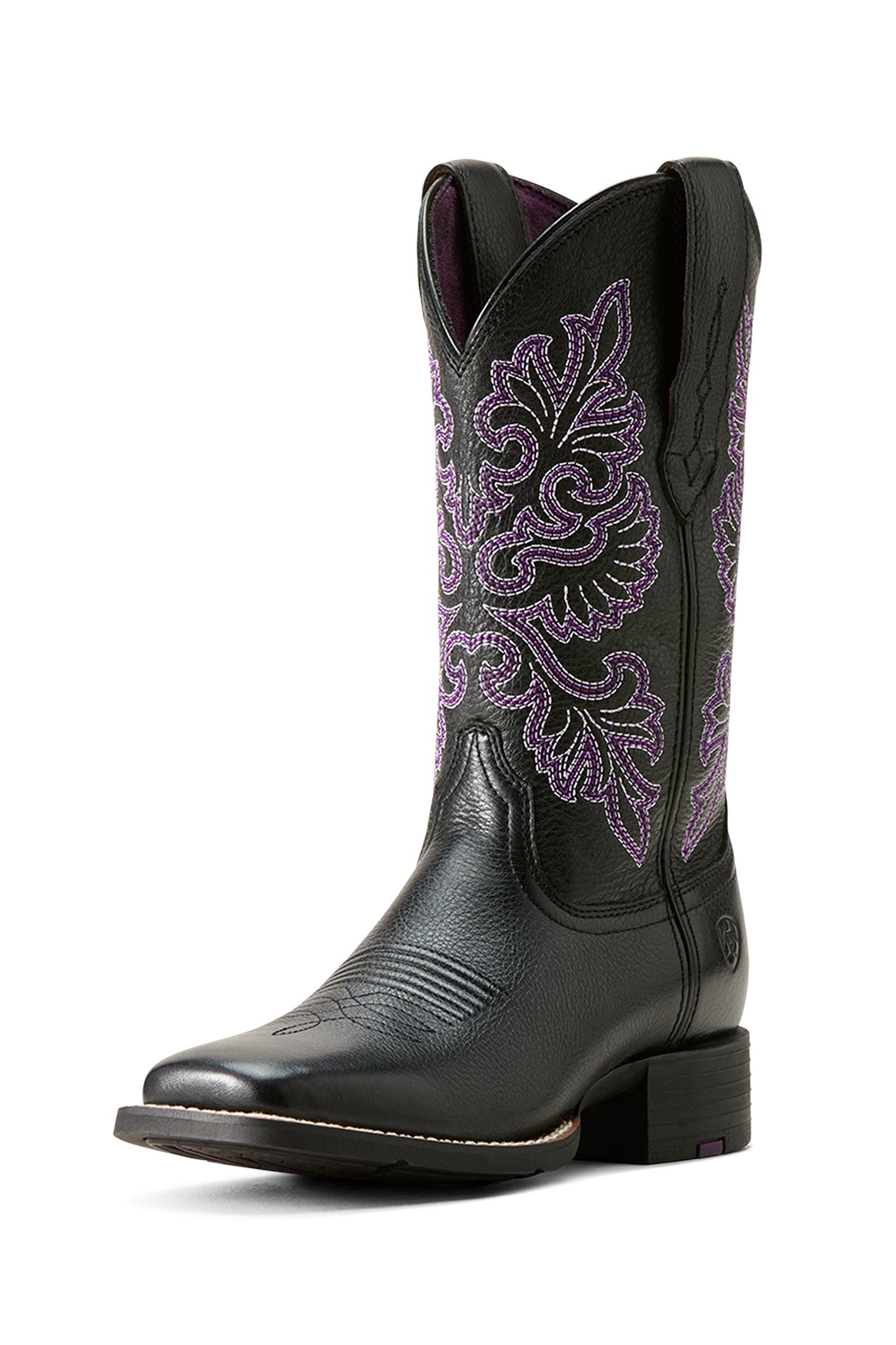 Black Deertan Ariat Round Up StretchFit stivali western da donna