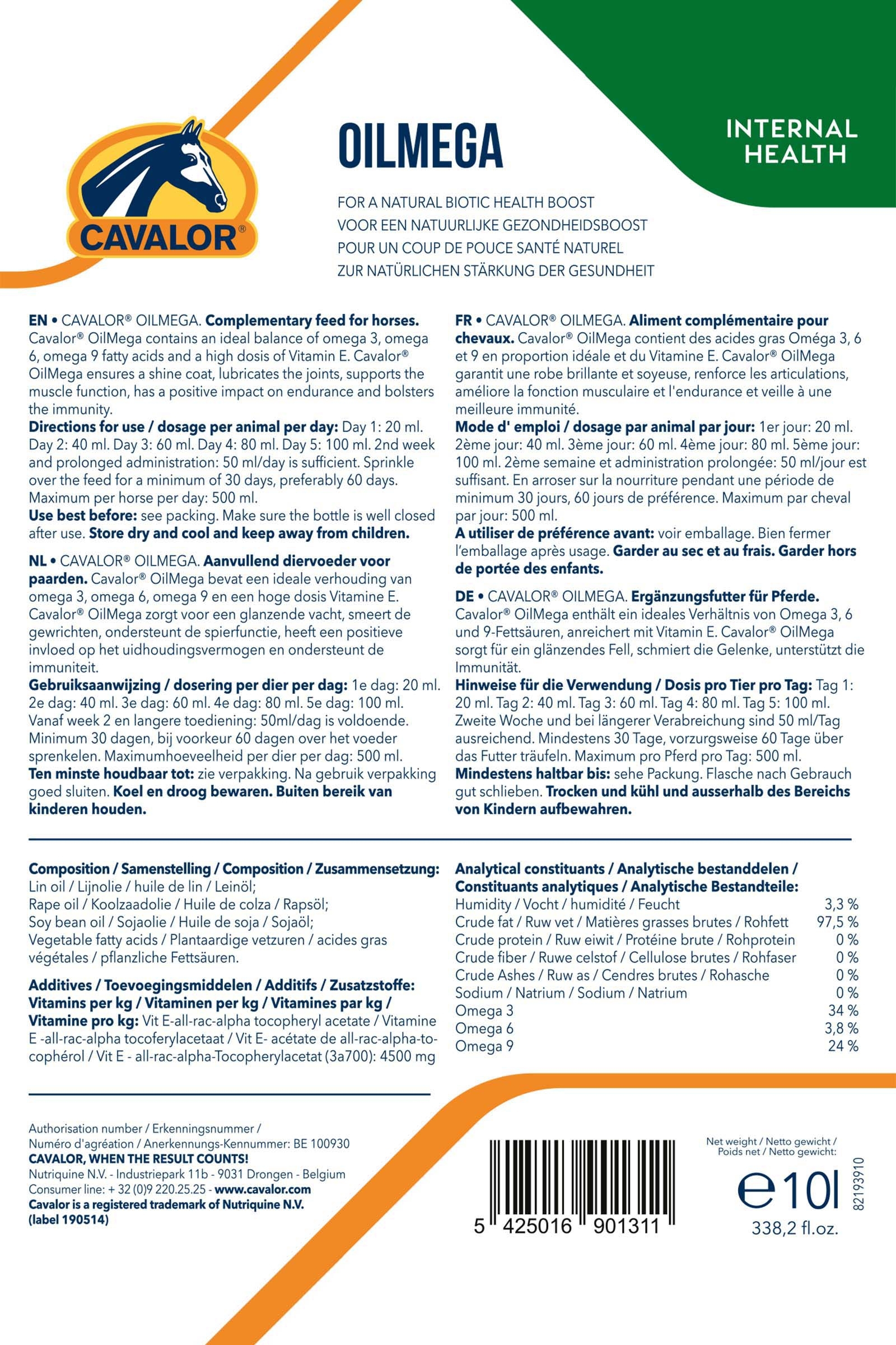 Cavalor Oilmega, 10l