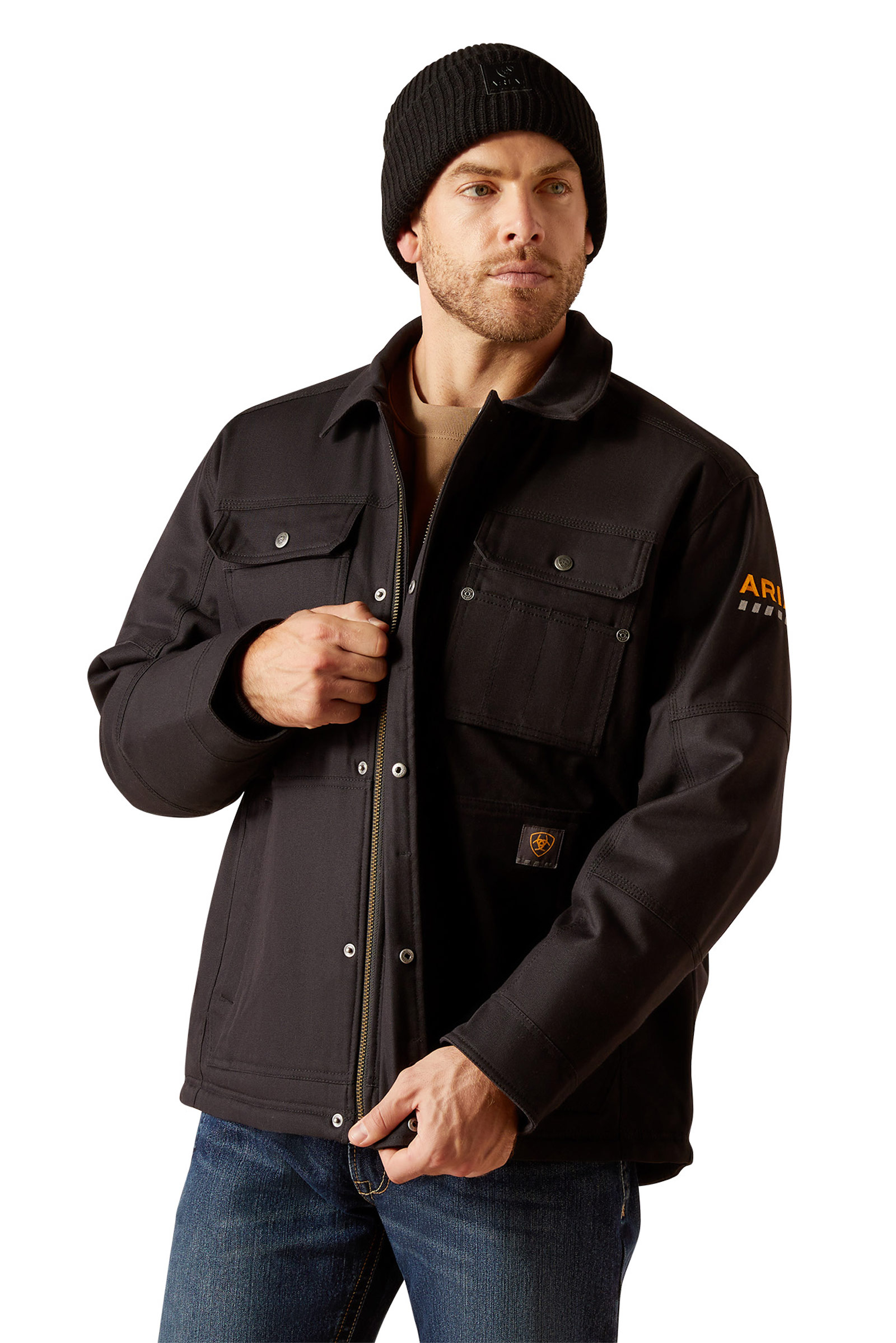 Black Ariat Rebar DuraCanvas Cappotto da uomo foderato in sherpa