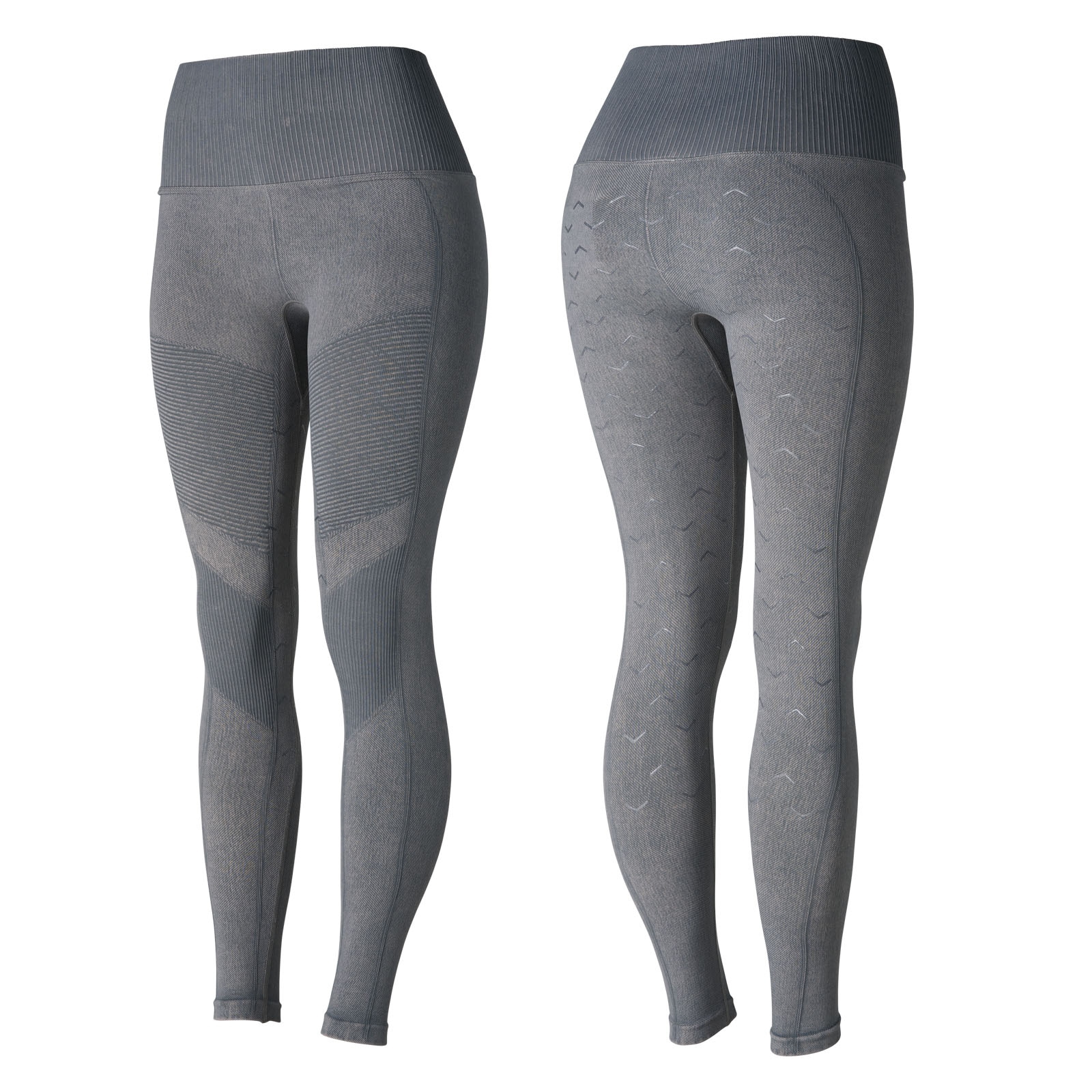 Light Grey Collant senza cuciture in silicone effetto denim Horze Vanessa, donna